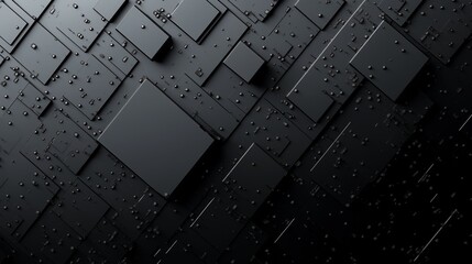 Dark Matter Grid: An Abstract Landscape of Black Squares and Lines with Subtle Metallic Droplets