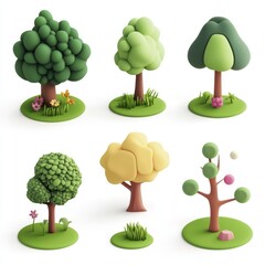 Fototapeta premium Cute Cartoon Trees