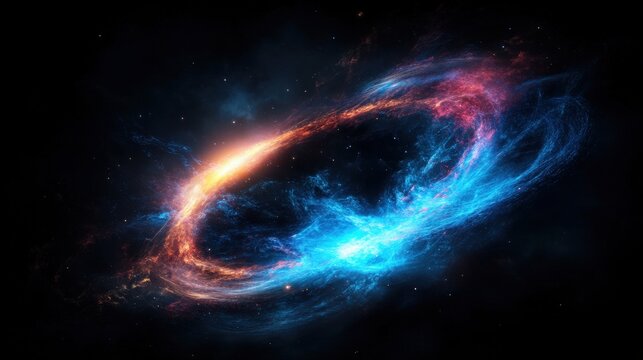 A dark and mysterious cosmic vortex with glowing blue plasma arcs, symbolizing the unknown depths of the universe