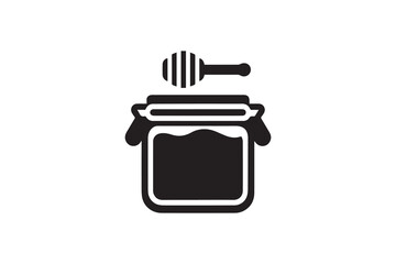 simple Honey jar silhouette icon vector isolated in white background	