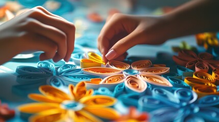 Obraz premium Creative Paper Crafting with Colorful Floral Designs