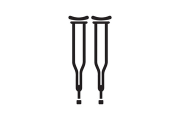 simple crutches Equipment silhouette icon vector isolated in white background	