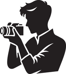 Silhouette of a Male Photographer with DSLR Camera in Action

