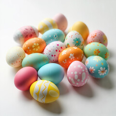 Colorful Easter Eggs on White Background