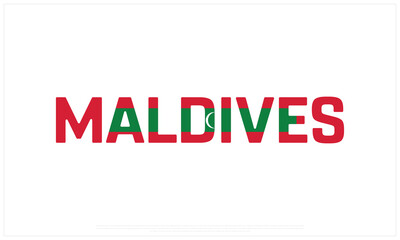 Maldives flag Typography on a white background, Vector design of Maldives flag typography, Flag of Maldives, National Day Design, Maldives Day design 