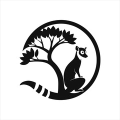  Modern Lemur Tree Logo Silhouette Vector Illustration Design