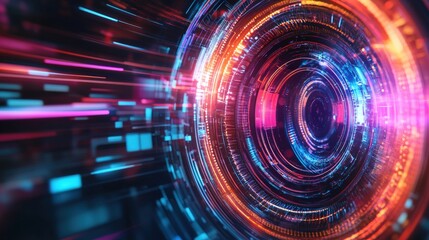 Obraz premium A futuristic cybersecurity abstract with dynamic shield icons and softly glowing digital security layers