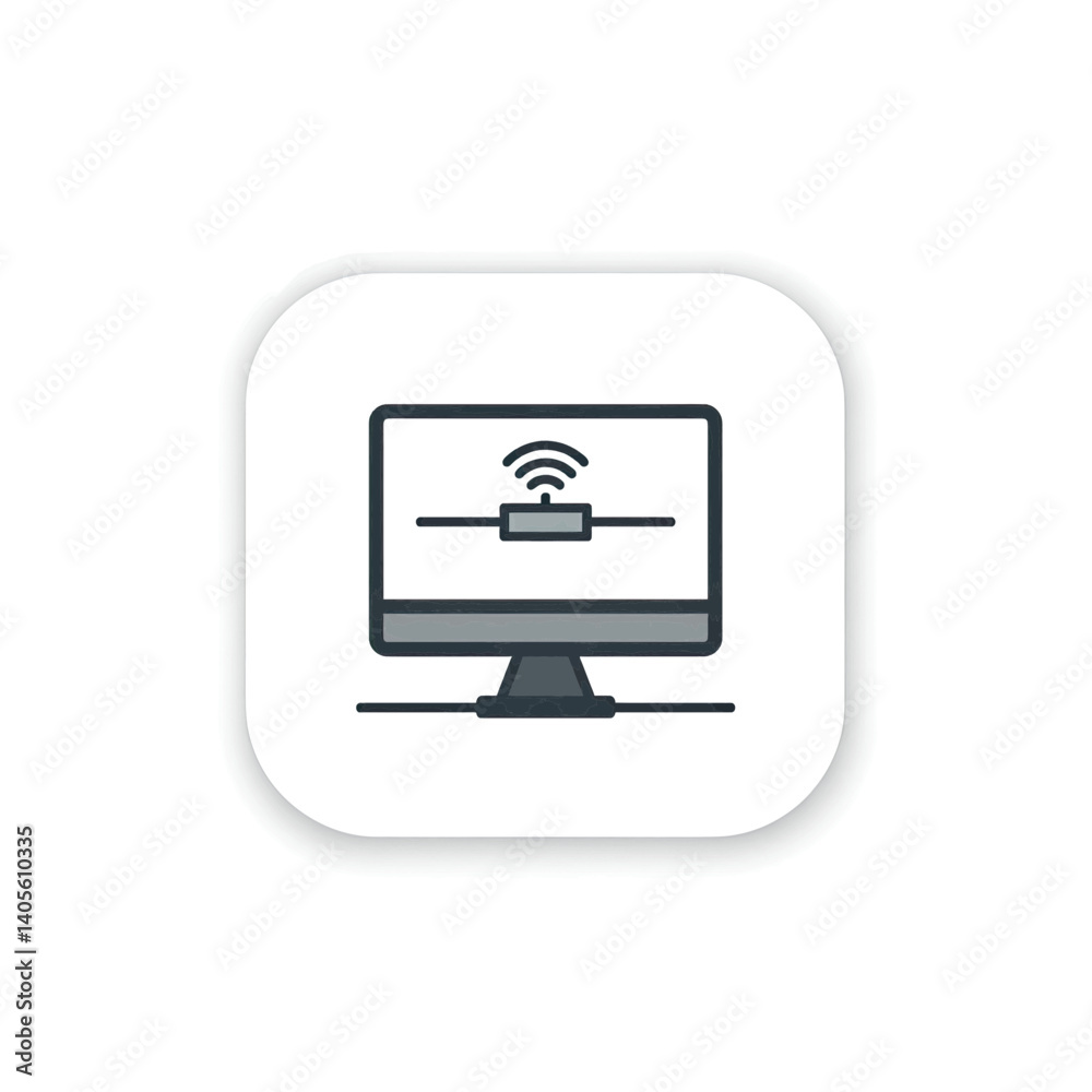 Poster wireless connection icon: a clean and modern icon of a computer monitor displaying a wireless signal