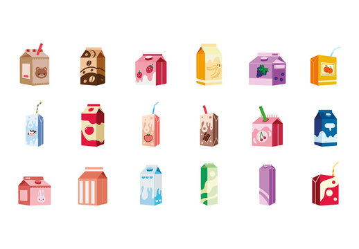 Colorful Cute  Beverage Illustration Set