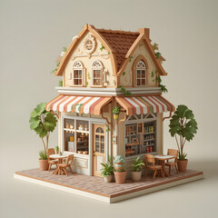 Cute Cottage Shop 3D Render