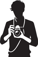 Silhouette of a Male Photographer with DSLR Camera in Action

