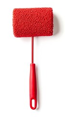 Front view of new foam paint roller with red