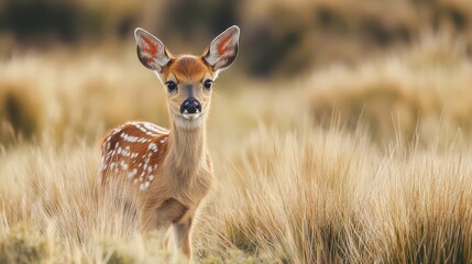 Adorable Fawn in a Field of Grass