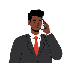 Business Communication: A focused figure of a man in a suit is engaged in a phone conversation. Capturing the essence of modern business communication and professional etiquette.