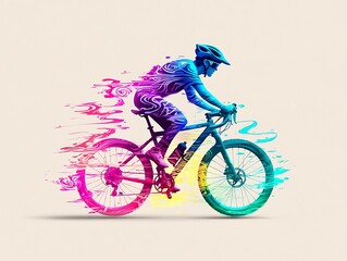 Colorful Cyclist Action Shot