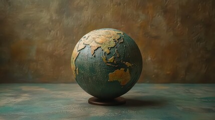Textured Globe with Asia and Australia Highlighted