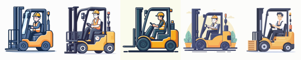 Vector of a forklift driver.