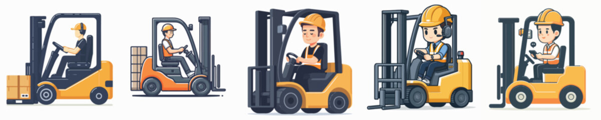 Vector of a forklift driver.