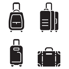 travel bag icon set. vacation, tourism and luggage symbol. Vector Black silhouettes. with white background