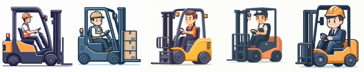 Vector of a forklift driver.