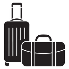 travel bag icon set. vacation, tourism and luggage symbol. Vector Black silhouettes. with white background