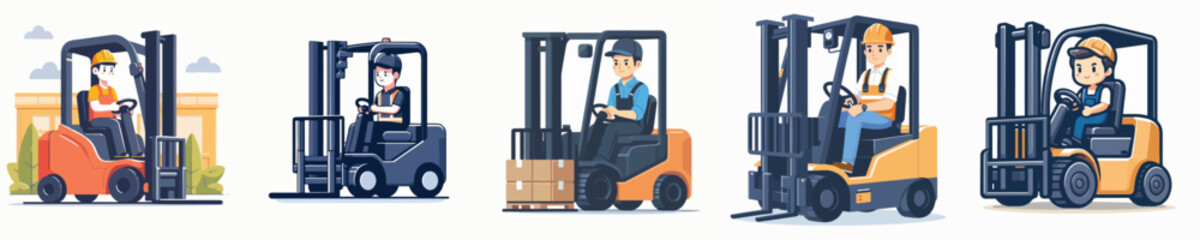 Vector of a forklift driver.