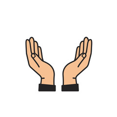 Open Hands Offering: A minimalistic digital illustration showcasing two hands cupped in a gesture of giving, offering, and protection. It's simple yet powerful.