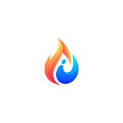 fire water logo in simple modern design style