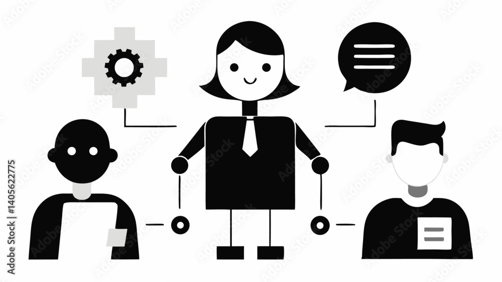 Poster characters using artificial intelligence represented through engaging vector illustrations for techn