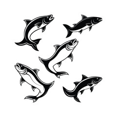 Salmon Classic fish silhouette jumping