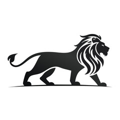 Obraz premium Lion Logo - Minimalist Flat Simple Black Silhouette Logogram for Brand Identity 