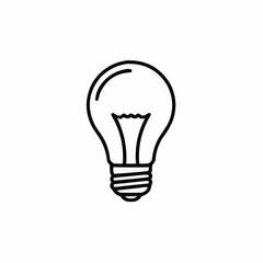 Fototapeta premium Light bulb outline drawing in minimalist style on white background 