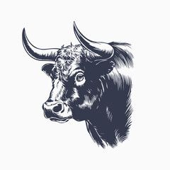 Vintage Bull Illustration – Strong Retro Animal Ar