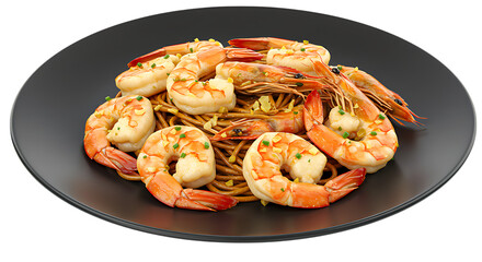 Cooked prawns served on a black plate looking fresh, juicy, and perfectly seasoned, ideal for a delicious seafood meal or a tasty and healthy lunch.