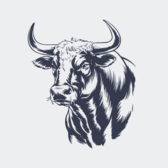 Vintage Bull Illustration – Strong Retro Animal Ar