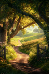 Serene Hobbit Path Through the Enchanting Landscape of the Shire