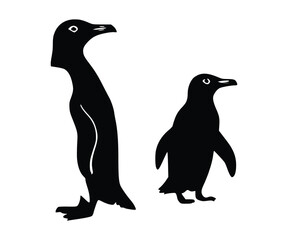 Fototapeta premium A white background featuring a vector silhouette of an African penguin.