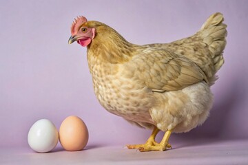 Brown hen and egg ground