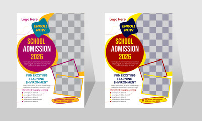 5 set of school admission flyer design templates. back to school flyer design set. Kids school admission flyer. school admission template for flyer, poster design. Creative style admission flyer.