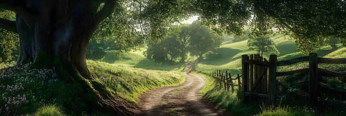 Serene Hobbit Path Through the Enchanting Landscape of the Shire