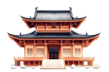 Obraz premium Isolated Illustration Of Asian Temple Structure Against Transparent Background