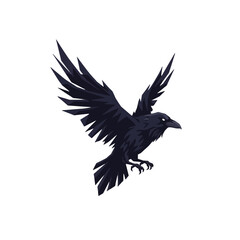 Obraz premium Black Raven in Flight - Vector Illustration