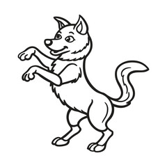 Dancing Dog Outline Vector Illustration