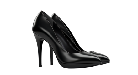 Elegant black high-heeled shoes placed neatly on a white background looking stylish, classy, and perfect for fashion, parties, events, and formal gatherings.