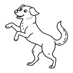 Dancing Dog Outline Vector Illustration