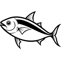 Minimalist Tuna Fish Vector Black Silhouette High-Resolution Black Design Isolated on Clear Background
