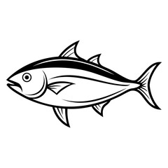 Tuna Fish Silhouette Black Vector on Transparent Background