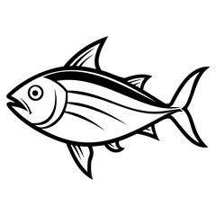 Tuna Fish Silhouette Black Vector on Transparent Background