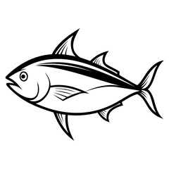 Tuna Fish Silhouette Black Vector on Transparent Background