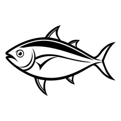 High-Quality Black Tuna Fish Vector Silhouette Design on Transparent Background